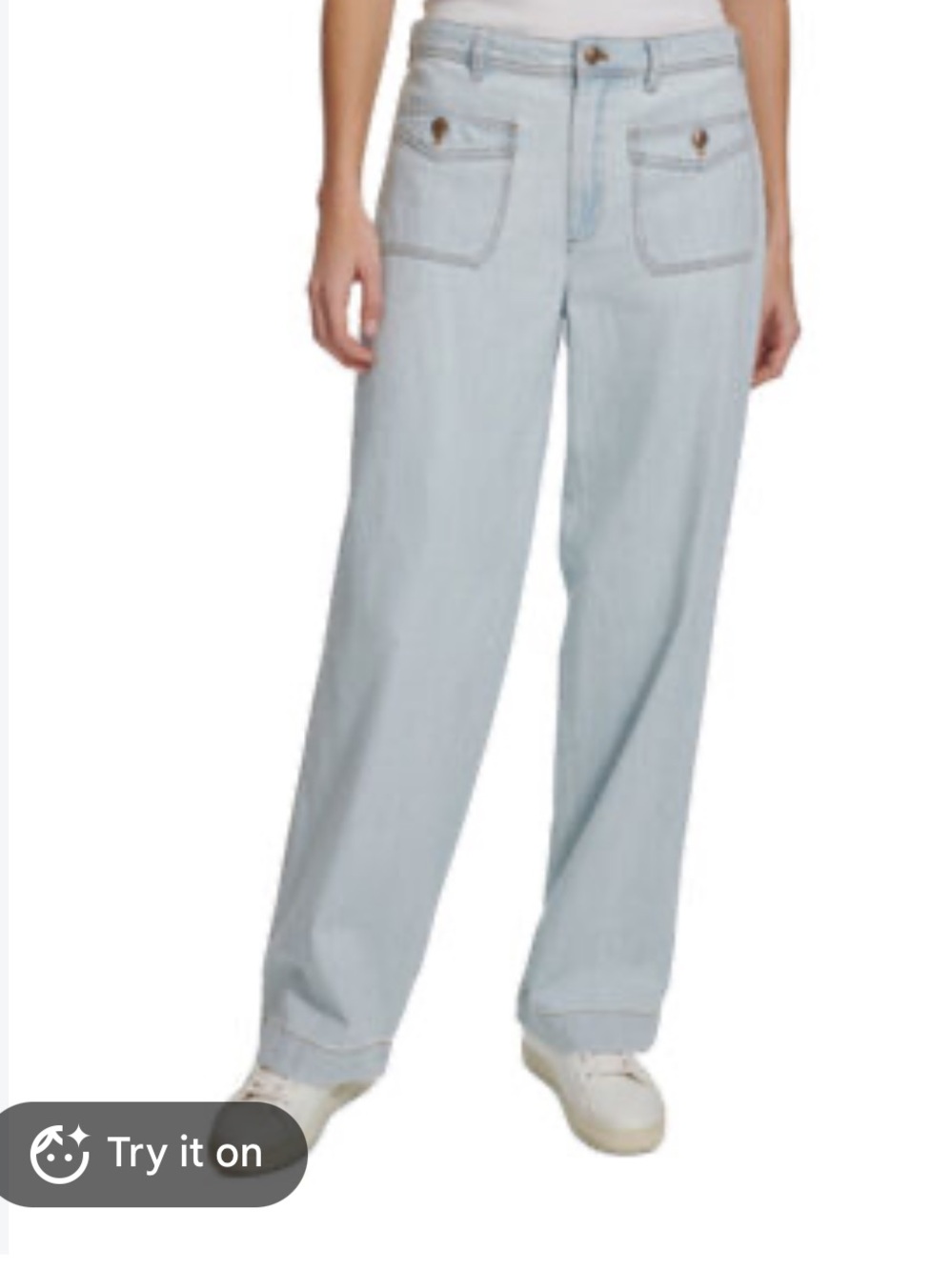 Nautica Light White Wide-Leg Cropped Pants